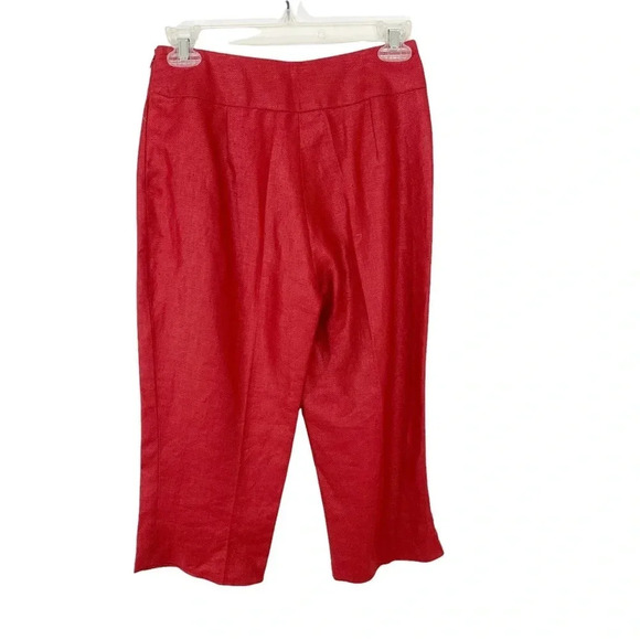 LONGCHAMP Linen High Rise Cropped Pants Red Size 36 NWT - Picture 9 of 14